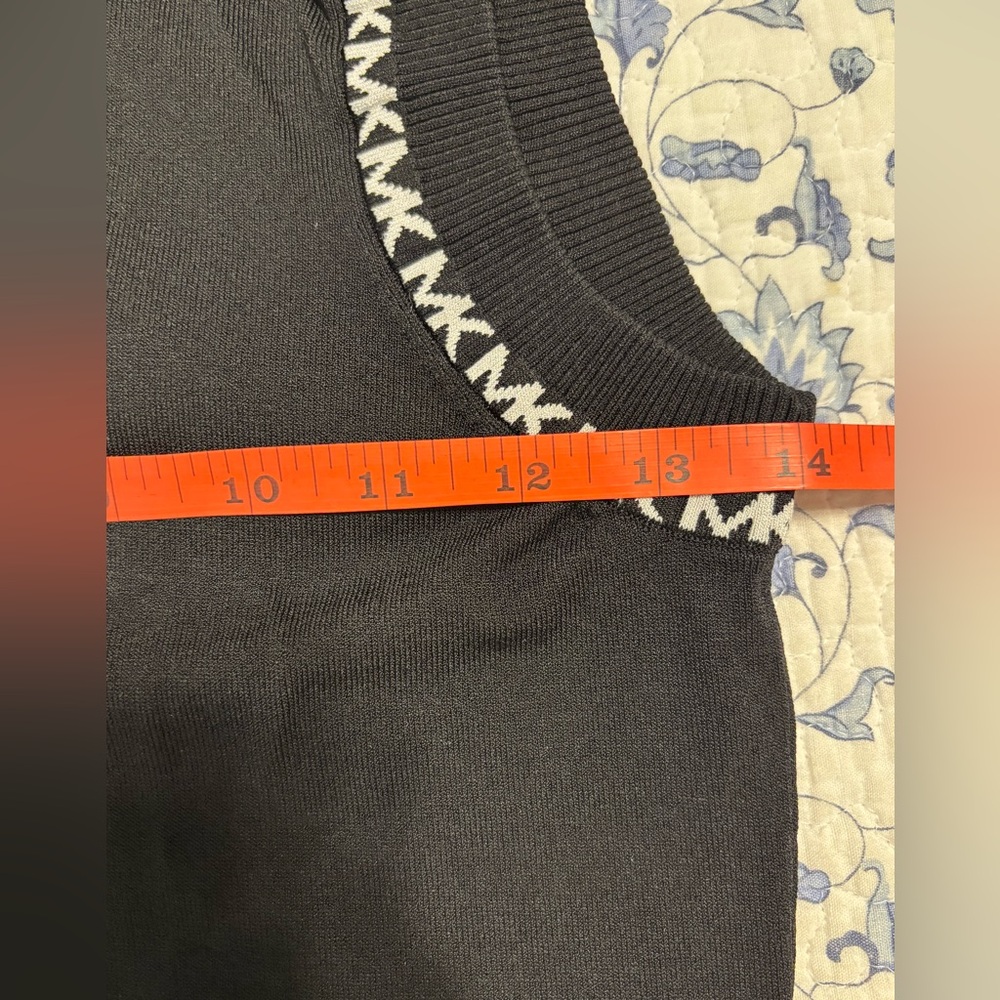 Michael Kors Black Sleeveless Tank top turtleneck size XS white MK logo detail - Picture 8 of 11